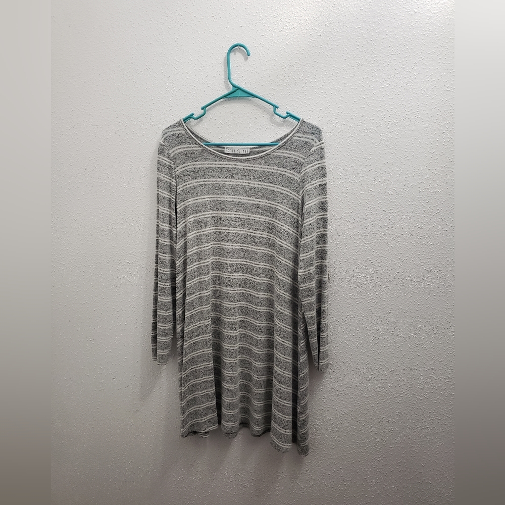 Cozy Striped Dress with Elbow Pad detailing